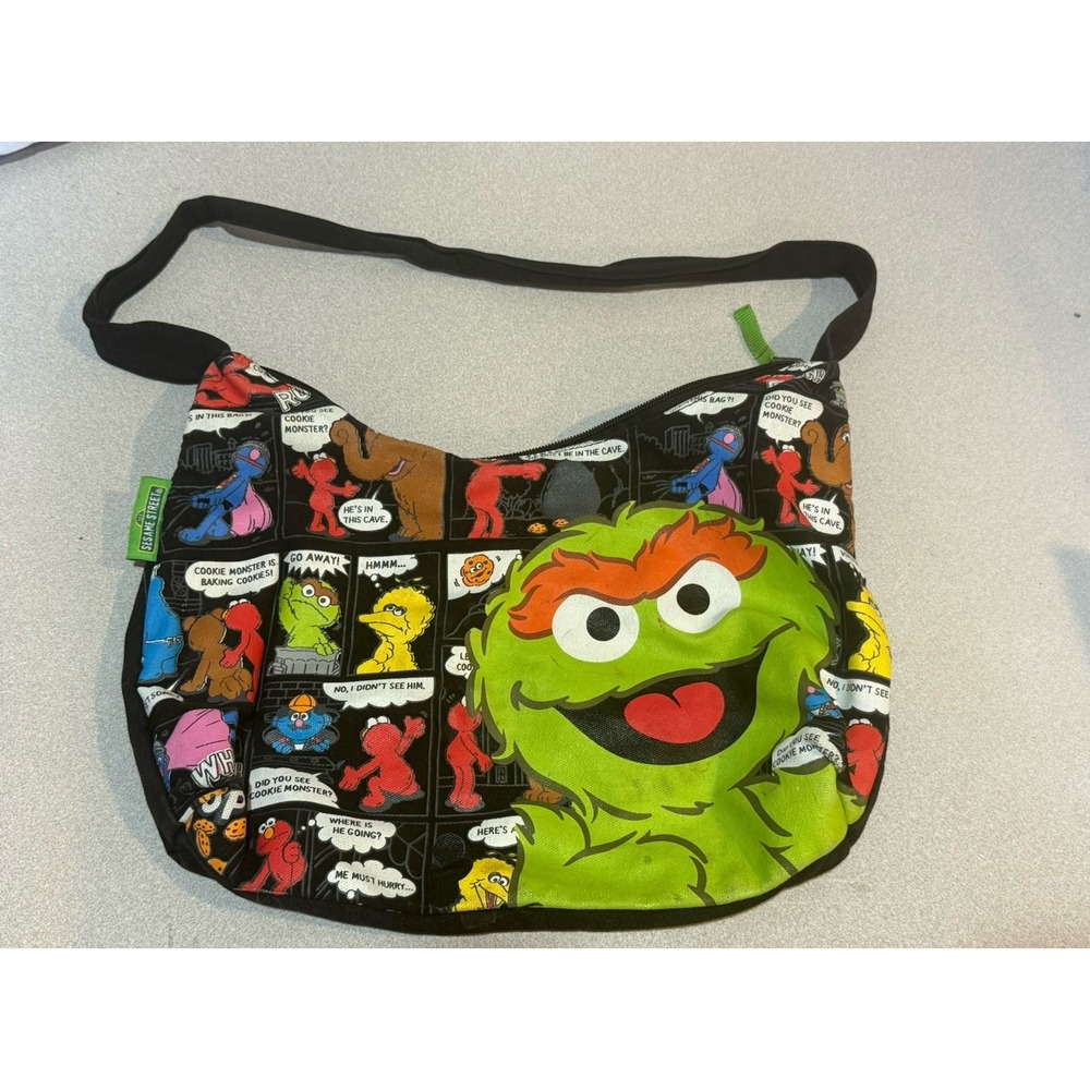 Sesame Street comic strip Oscar the Grouch shoulder‎ Bag Y2K